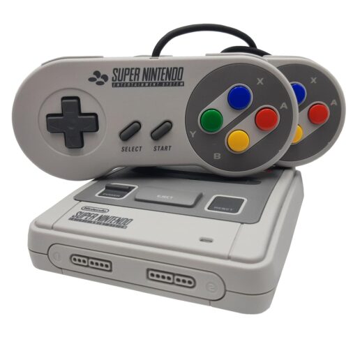 Super Nintendo SNES Classic Mini med två handkontroller