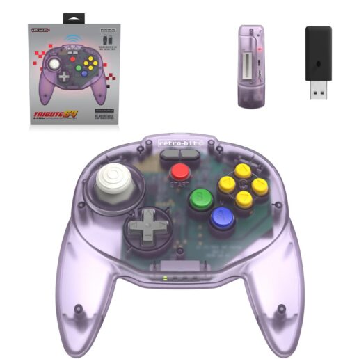 Retro-Bit Tribute 64 2.4G Trådlös Handkontroll Lila