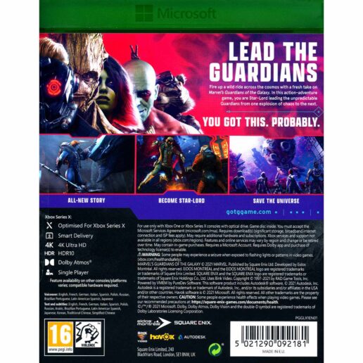 Marvels Guardians of the Galaxy XBO