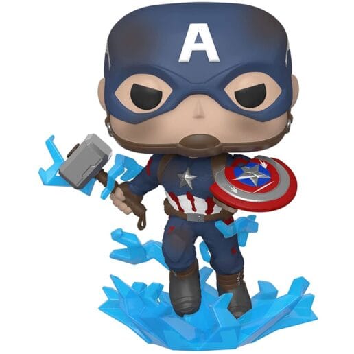 POP figur Marvel Avengers Endgame Captain America with Broken Shield & Mjolnir