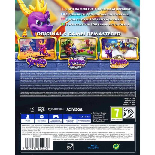 Spyro Reignited Trilogy Playstation 4 PS4 Nordic (Begagnad)