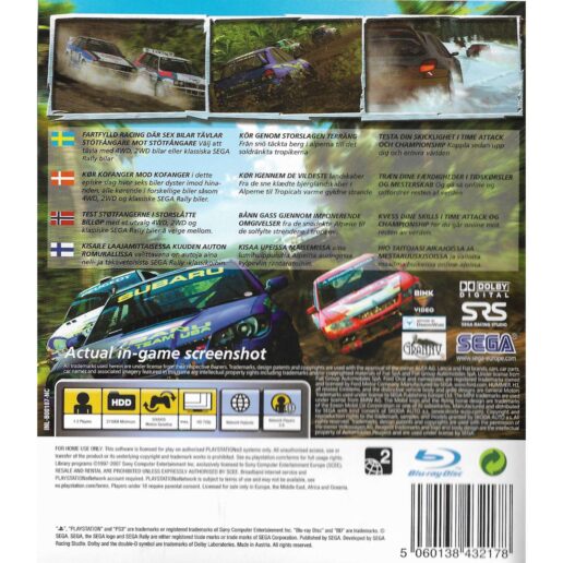 Sega Rally Playstation 3 PS3 Nordic (Begagnad)