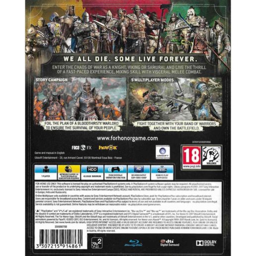 For Honor Playstation 4 PS4 (Begagnad)