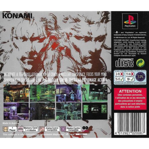 Metal Gear Solid Playstation 1 PS1 (Begagnad)