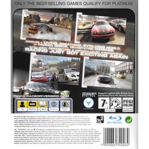 Racedriver Grid Playstation 3 PS3 Platinum (Begagnad)