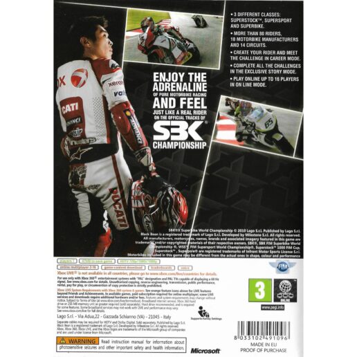 SBK X Superbike World Championship Xbox 360 (Begagnad)