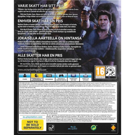 Uncharted 4 A Thiefs End Playstation 4 PS4 Bundle Copy Nordic (Begagnad)
