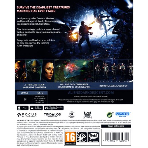 Aliens Dark Descent Playstation 5