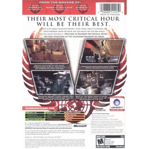 Tom Clancys Rainbow Six Critical Hour Xbox ESRB (Begagnad)