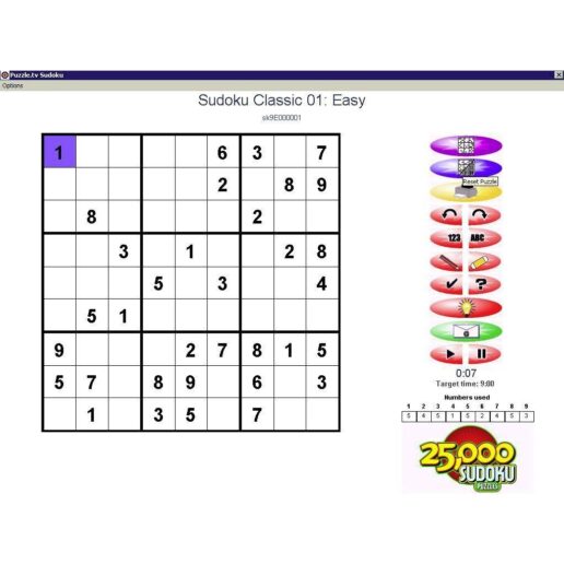 25000 Sudoku Puzzles PC CD (Begagnad)