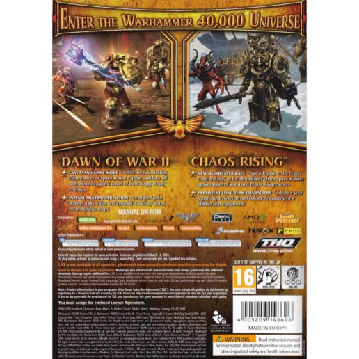 Warhammer 40000 Dawn of War II + Chaos Rising Expansion PC DVD Gold Edition (Begagnad)