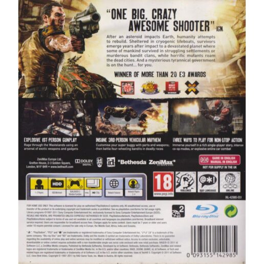 Rage Anarchy Edition Playstation 3 PS3 (Begagnad)