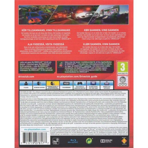 Driveclub Playstation 4 PS4 Nordic (Begagnad)