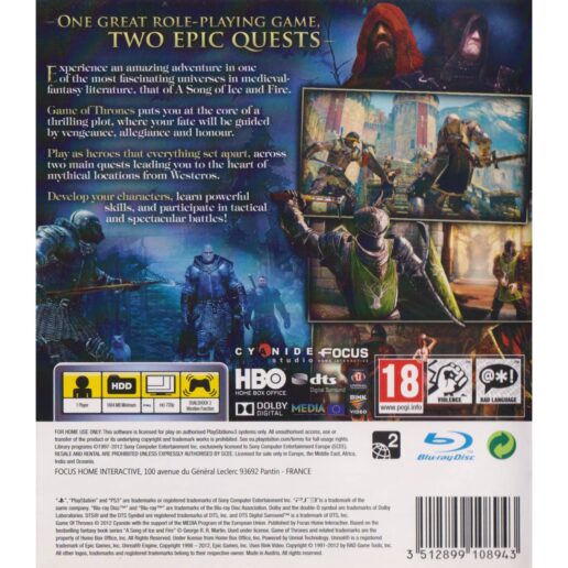 Game of Thrones Playstation 3 PS3 (Begagnad)