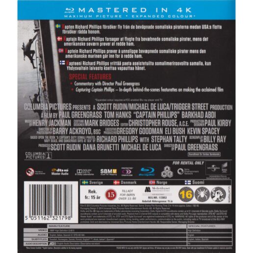 Captain Phillips Blu-Ray Rental Copy (Begagnad)