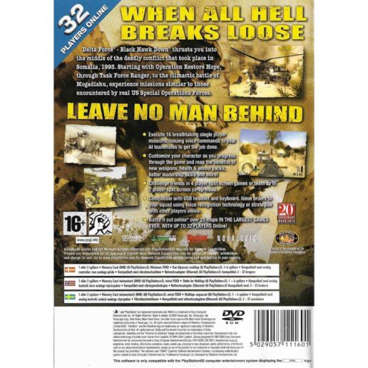 Delta Force Black Hawk Down Playstation 2 PS2 Nordic (Begagnad)