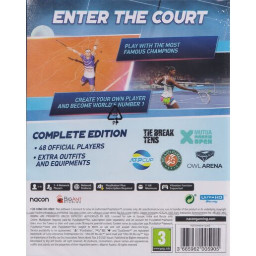 Tennis World Tour 2 Playstation 5 PS5