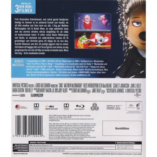 Sing Special Edition Blu-Ray (Begagnad)