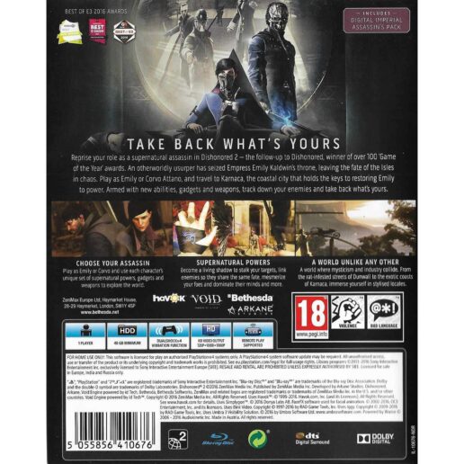 Dishonored 2 Playstation 4 PS4 (Begagnad)