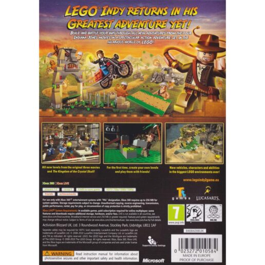 Lego Indiana Jones 2 The Adventure Continues Xbox 360 Classics (Begagnad)