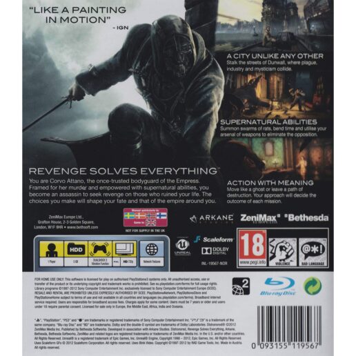 Dishonored Playstation 3 PS3 Nordic (Begagnad)