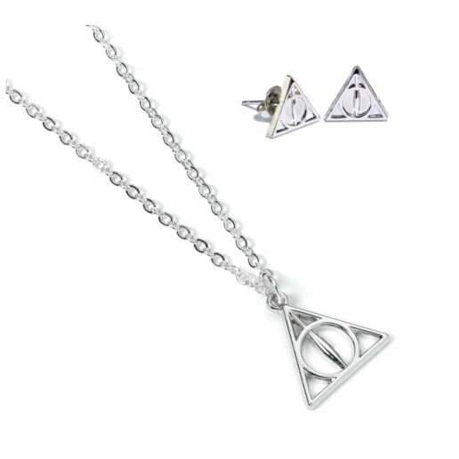 Harry Potter Deathly Hallows necklace and earrings set