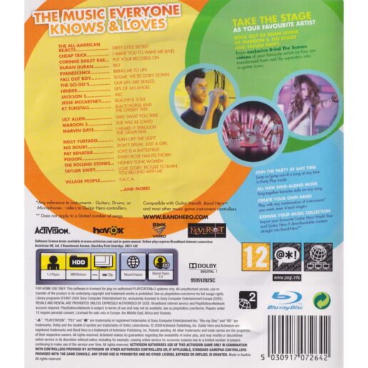 Band Hero Playstation 3 PS3 (Begagnad)