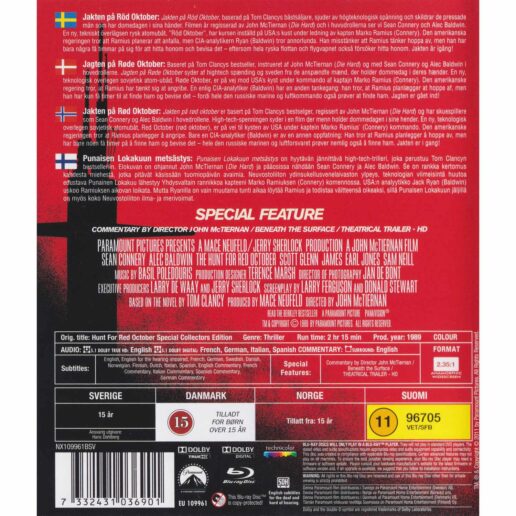 The Hunt for Red October Blu-Ray (Begagnad)