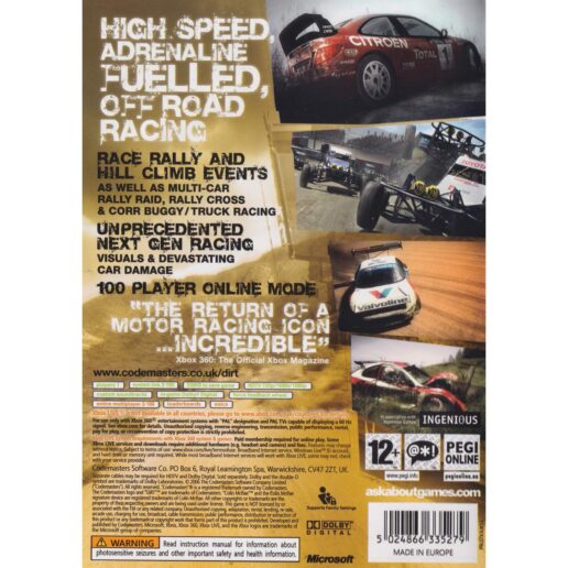 Colin McRae Dirt Xbox 360 Classics (Begagnad)