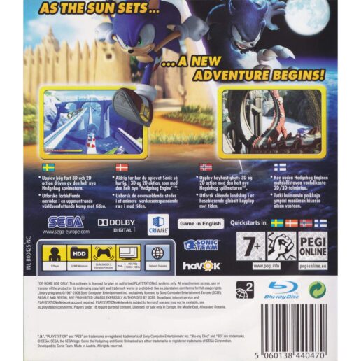 Sonic Unleashed Playstation 3 PS3 Nordic (Begagnad)