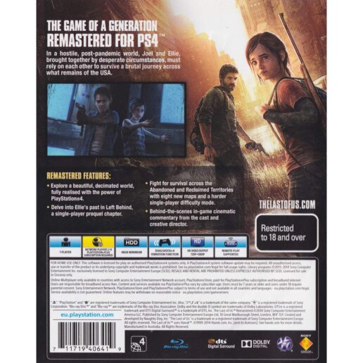 The Last of Us Remastered Playstation 4 PS4 (Begagnad)
