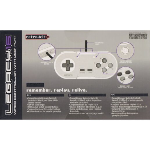 Retro-Bit Legacy16 Wired Controller USB Classic Grey