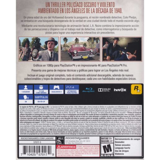 LA Noire Playstation 4 PS4 IMPORT (Begagnad)