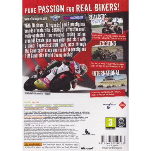 SBK 2011 FIM Superbike World Championship Xbox 360 (Begagnad)