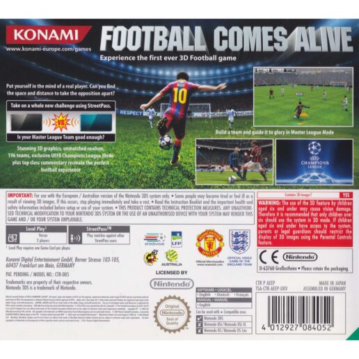 Pro Evolution Soccer 2011 3D Nintendo 3DS (Begagnad)