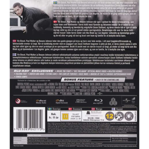 Fast & Furious 7 Blu-Ray (Begagnad)