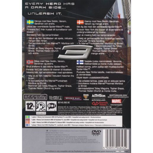 Spider-Man 3 Playstation 2 PS2 Platinum Nordic (Begagnad)