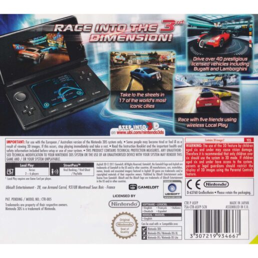 Asphalt 3D Nintendo 3DS (Begagnad)