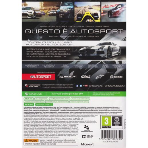 Grid Autosport Limited Black Edition Xbox 360 Italian (Begagnad)