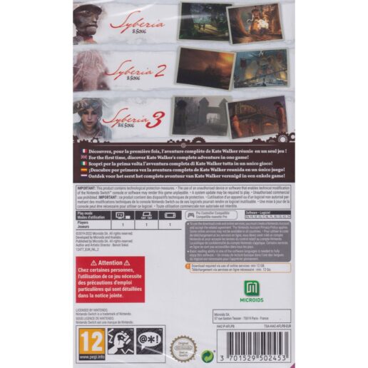 Syberia Trilogy Nintendo Switch (Code in Box)