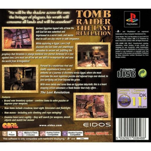 Tomb Raider The Last Revelation Playstation 1 PS1 (Begagnad)