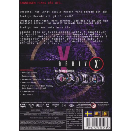 Arkiv X Hela åttonde säsongen DVD (Begagnad)
