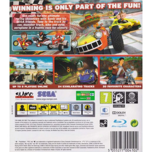 Sonic & Sega All-Stars Racing Playstation 3 PS3 (Begagnad)