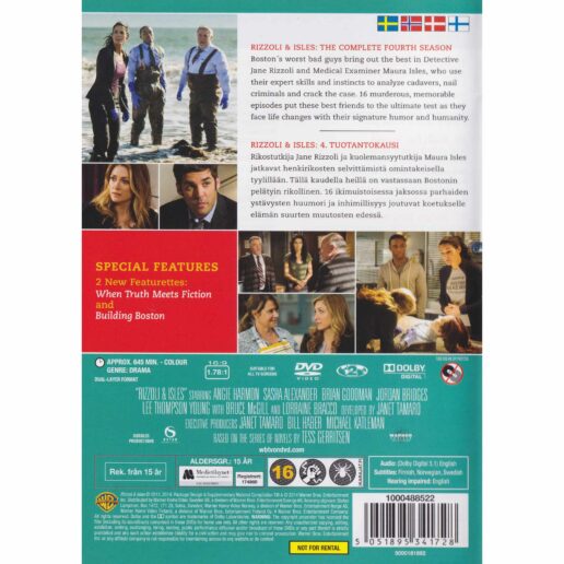 Rizzoli & Isles The Complete Fourth Season DVD (Begagnad)