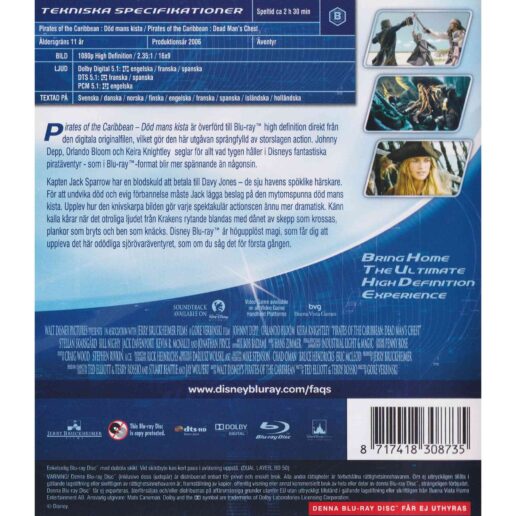 Pirates of the Caribbean Död mans kista Blu-Ray (Begagnad)