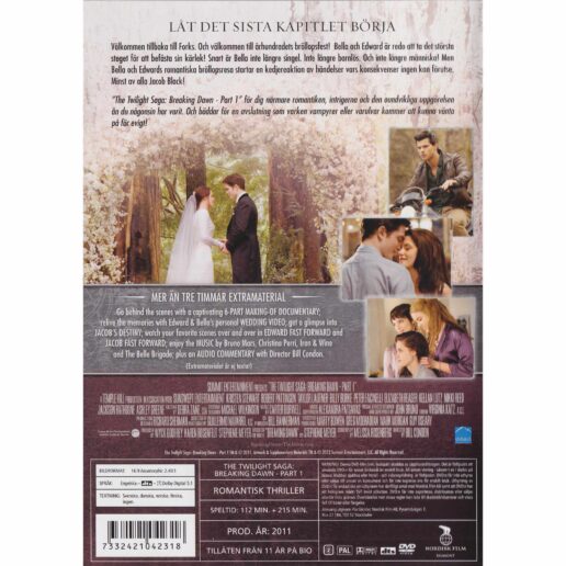 The Twilight Saga Breaking Dawn Part 1 DVD (Begagnad)