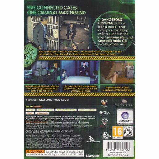 CSI Crime Scene Investigation Fatal Conspiracy Xbox 360 (Begagnad)