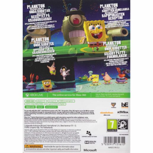 SpongeBob Squarepants Planktons Robotic Revenge Xbox 360 Nordic (Begagnad)