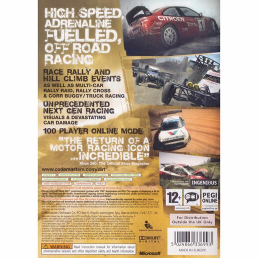 Colin McRae Dirt Xbox 360 Classics (Begagnad)