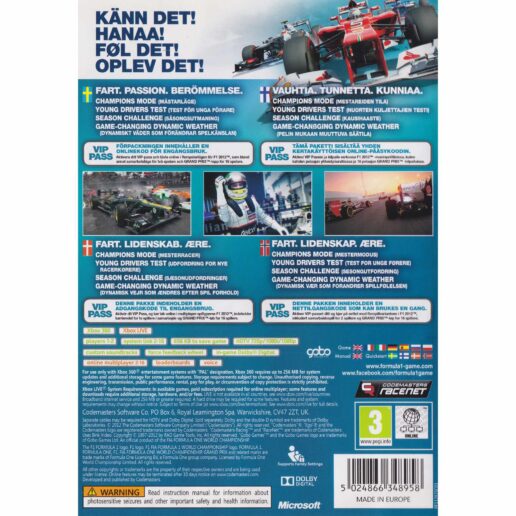 F1 2012 Xbox 360 Nordic (Begagnad)
